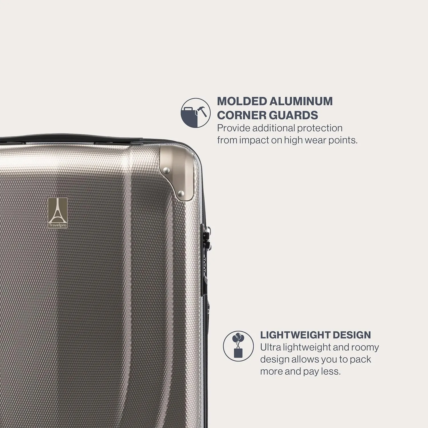Travelpro Pathways 3 Hardside Expandable Luggage, 8 Spinner Wheels, Lightweight Hard Shell Suitcase, Checked Medium 25 Inch, Champagne