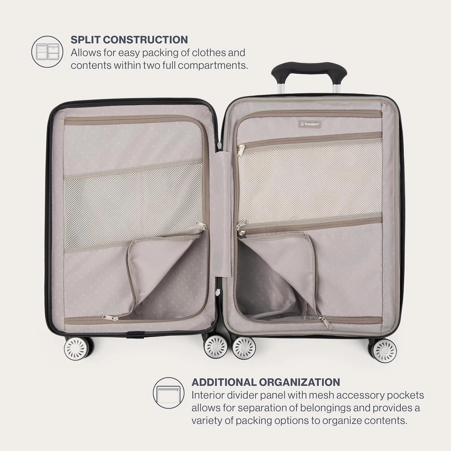 Travelpro Pathways 3 Hardside Expandable Luggage, 8 Spinner Wheels, Lightweight Hard Shell Suitcase, Checked Medium 25 Inch, Champagne