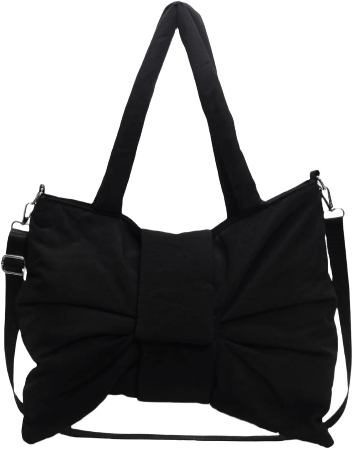 Trendy Bow Design Shoulder Crossbody Bags for Women Quilted Large Nylon Hobos Handbags and Purses Lightweight