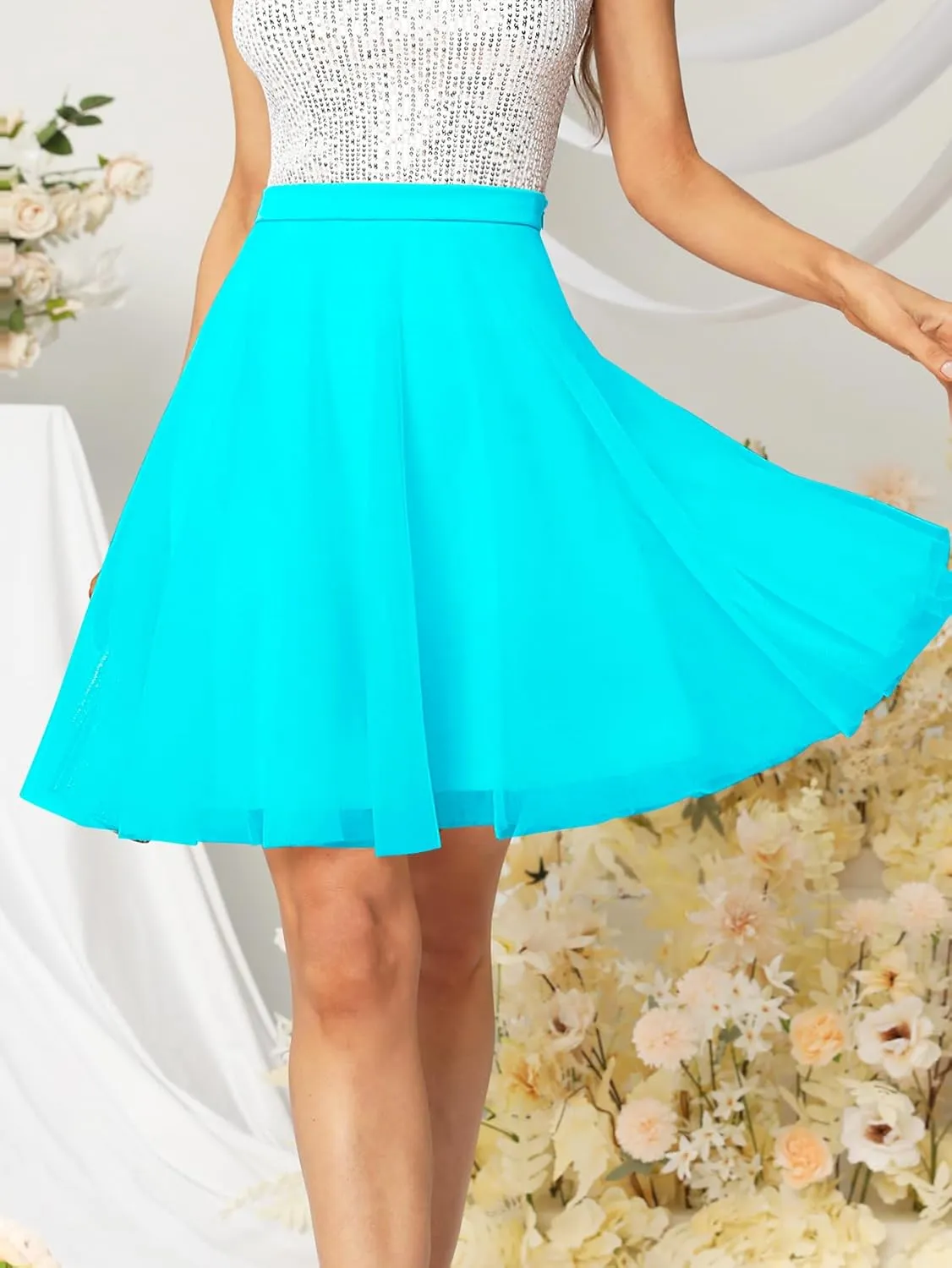 Tulle Tutus Skirts for Women Knee Length Skirts Casual Aline Slirts Cute Puffy Wedding Prom Skirts