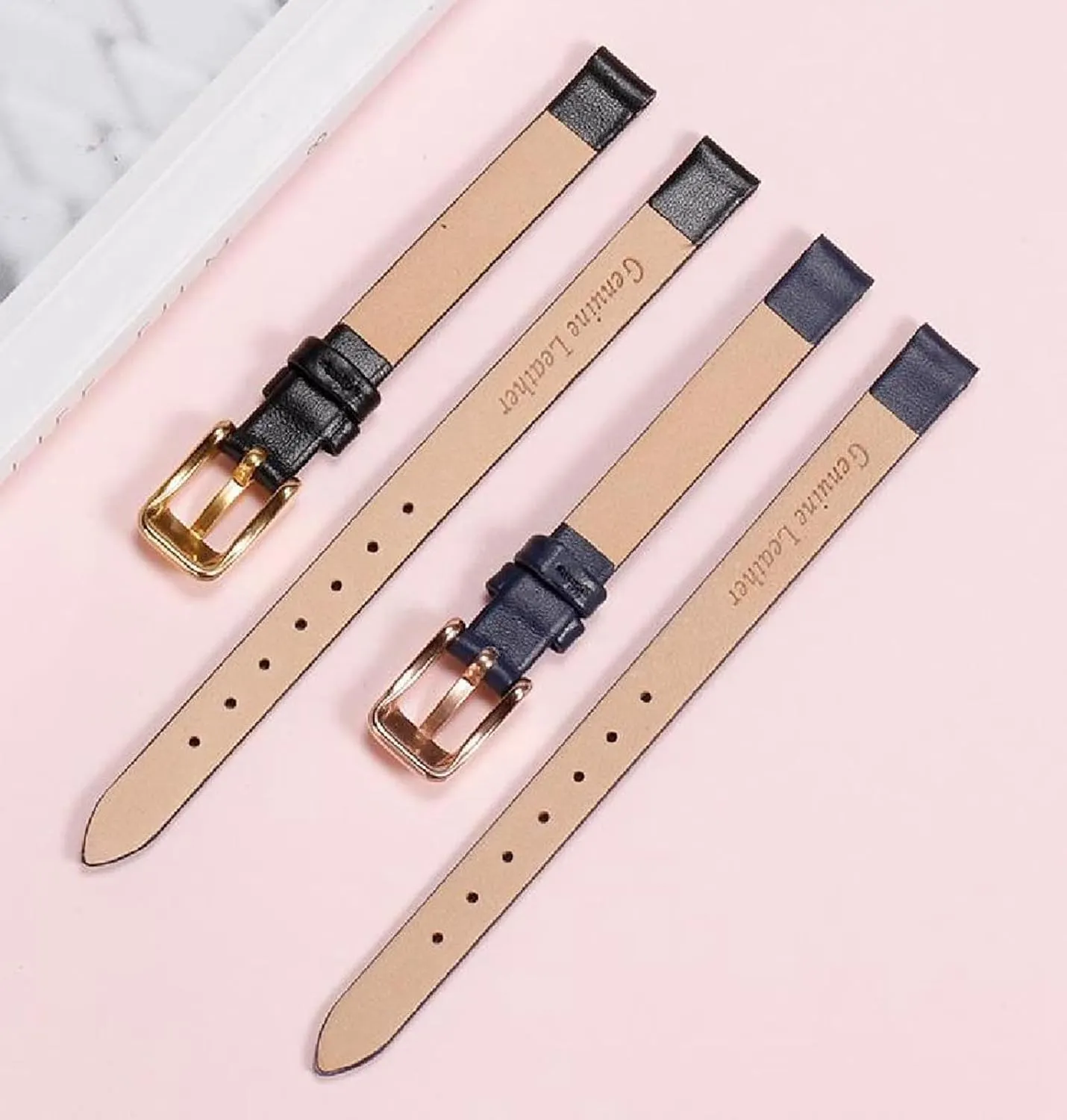 Ultra-Thin Leather Watch Straps Women's Small Size Watchband with Pin Buckle 6-18mm