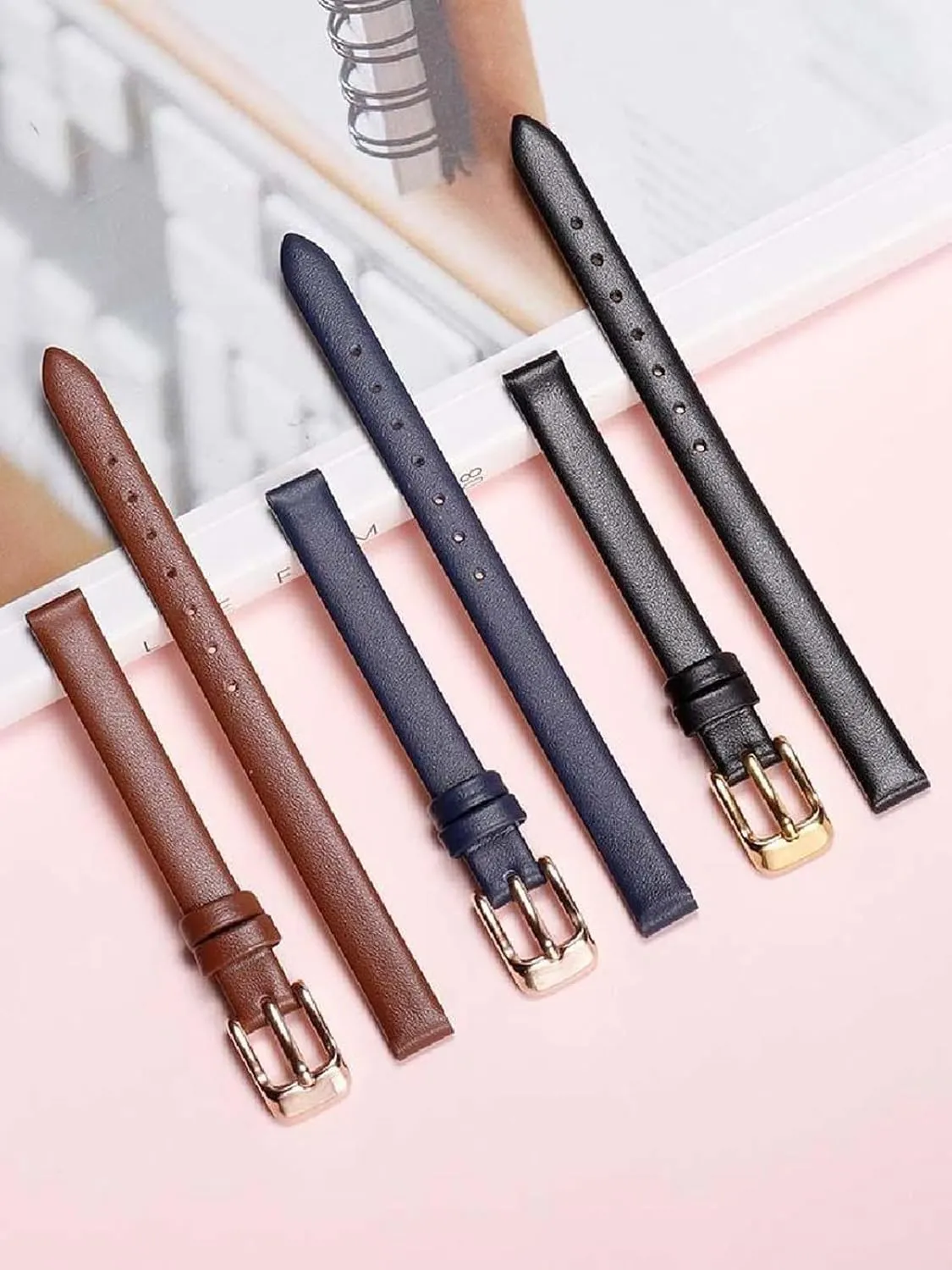 Ultra-Thin Leather Watch Straps Women's Small Size Watchband with Pin Buckle 6-18mm