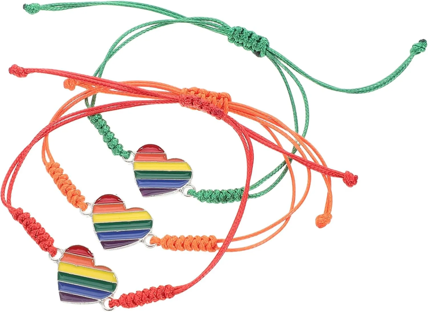 Unique Heart Shape Rainbow Woven Bracelet Friendship Accessory Craftsmanship for