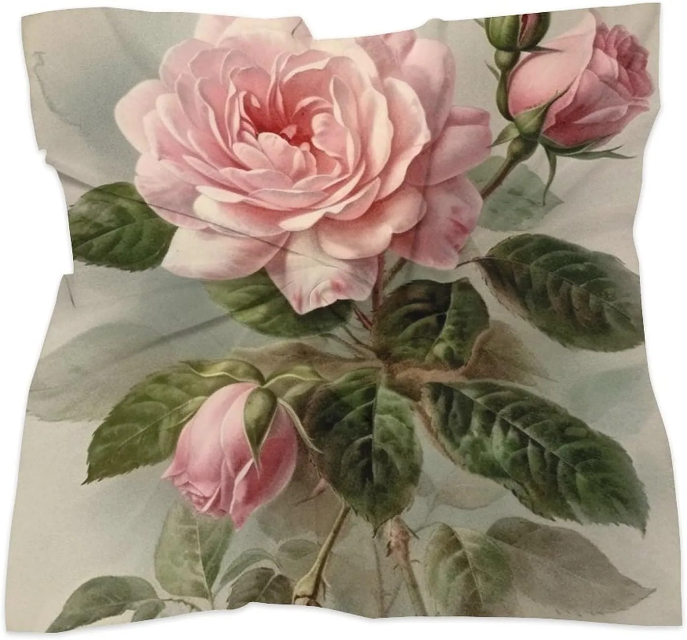 Vintage Beautiful Rose Head Scarf Like Silk Scarf Lightweight Fashion Satin Hair Bandanas for Women Boho Headscarf Hair Wrap Bandana Headband Handkerchief Silk Scarves for Bag Purse Neck 18 Inch