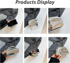 Vintage Glossy Acrylic Clutch Purse with Metal Chain - Luxury Retro Shoulder Bag for Women, Fashion Crossbody Evening Bag