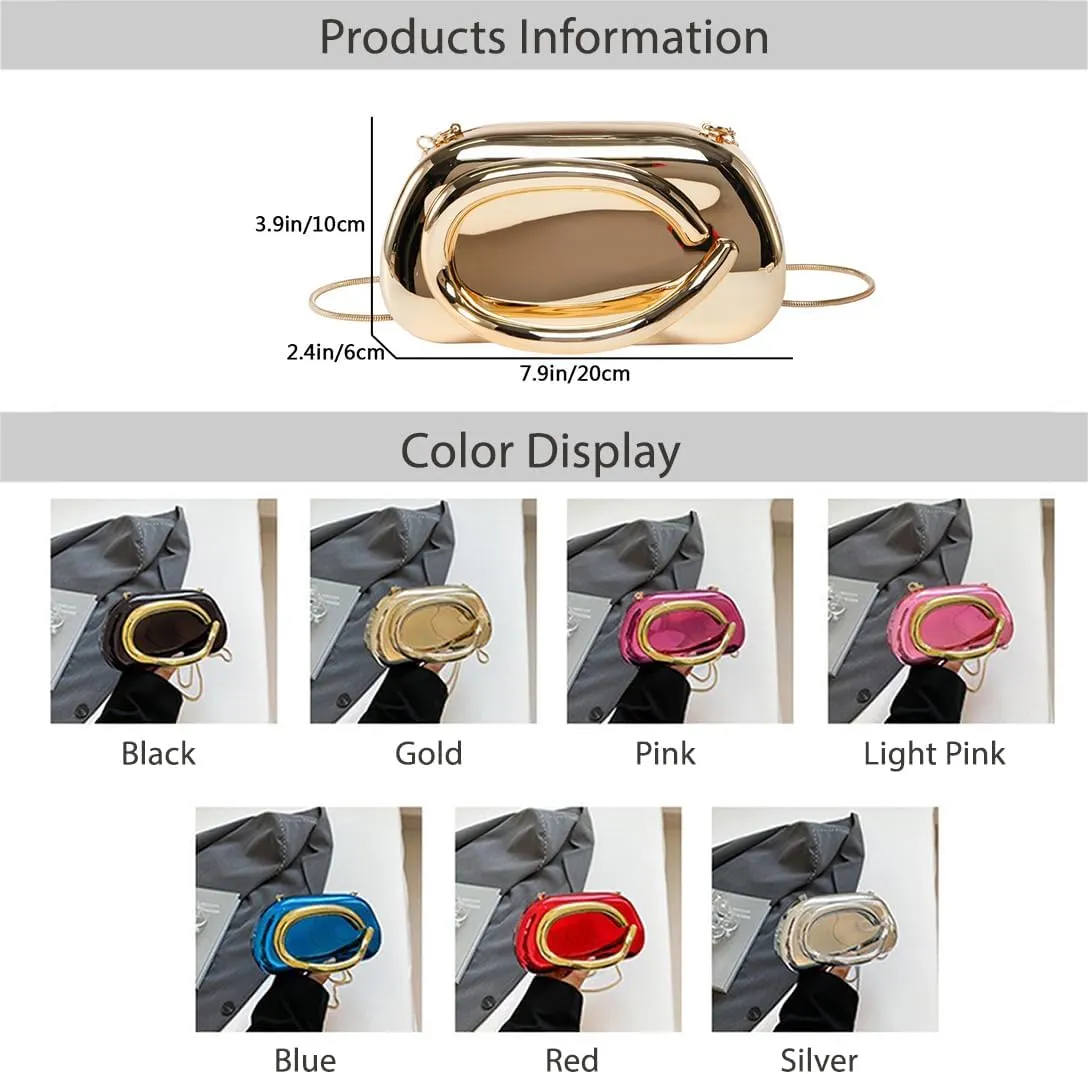 Vintage Glossy Acrylic Clutch Purse with Metal Chain - Luxury Retro Shoulder Bag for Women, Fashion Crossbody Evening Bag