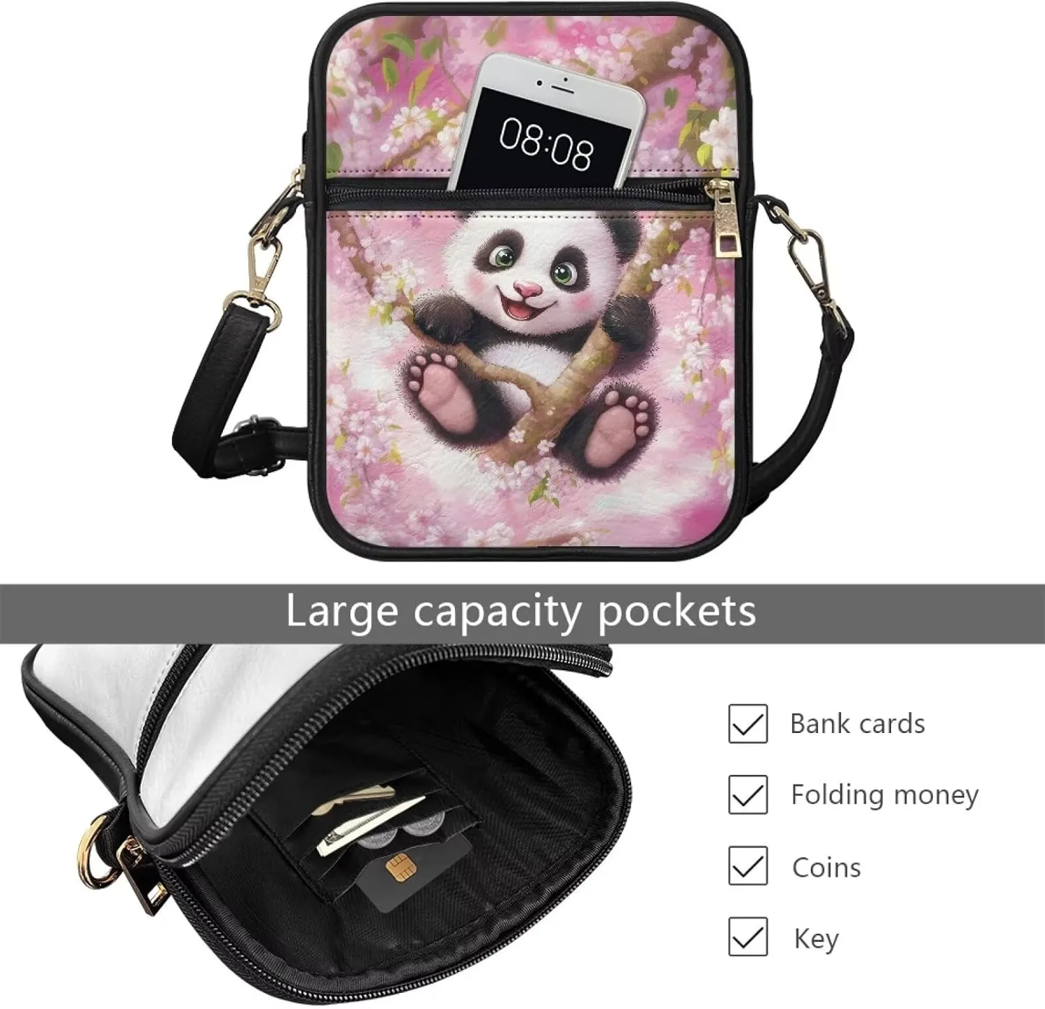 Vintage Kawaii Small Crossbody Bags Mini Messenger Bag Leather Small Purse Crossbody Shoulder Bag for Women Men