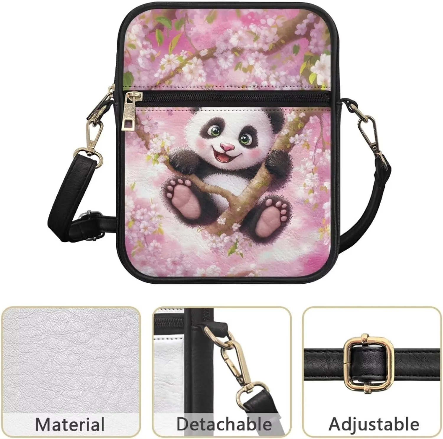 Vintage Kawaii Small Crossbody Bags Mini Messenger Bag Leather Small Purse Crossbody Shoulder Bag for Women Men