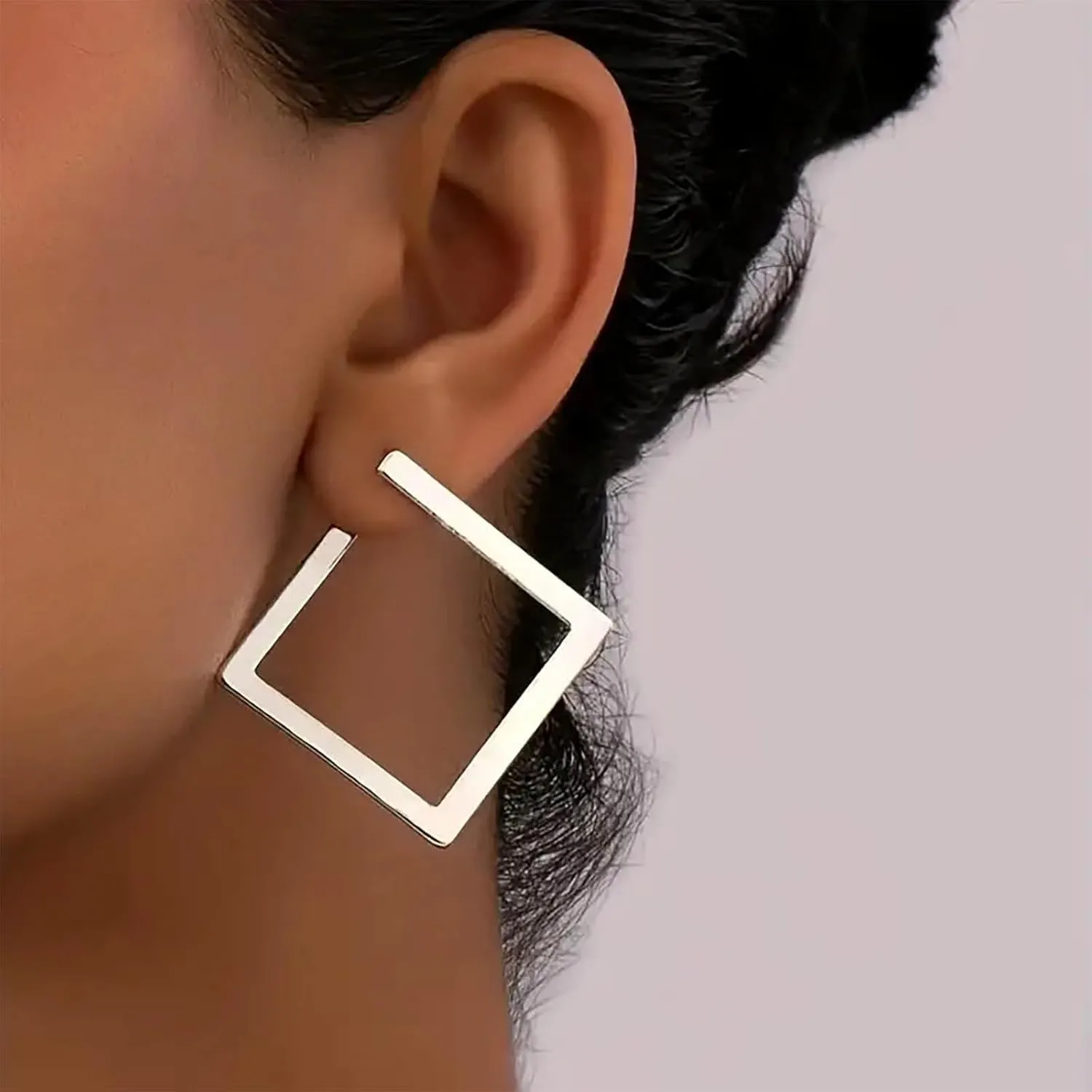 Vintage Square Hoop Earrings Gold Square Stud Earrings Hollow Square Earrings Open Geometric Earrings Jewelry for Women