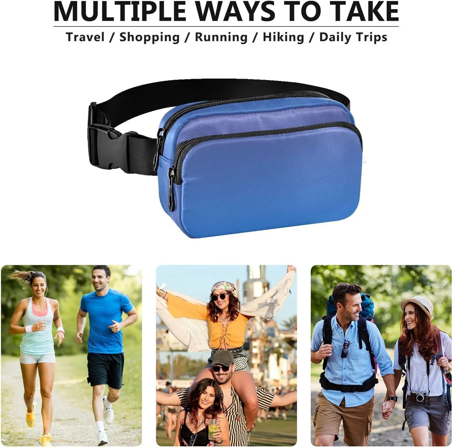 Violet Blue Gradient Ombre Fanny Packs Women Funky Everywhere Belt Bag Waterproof Cross Body Waist Purse