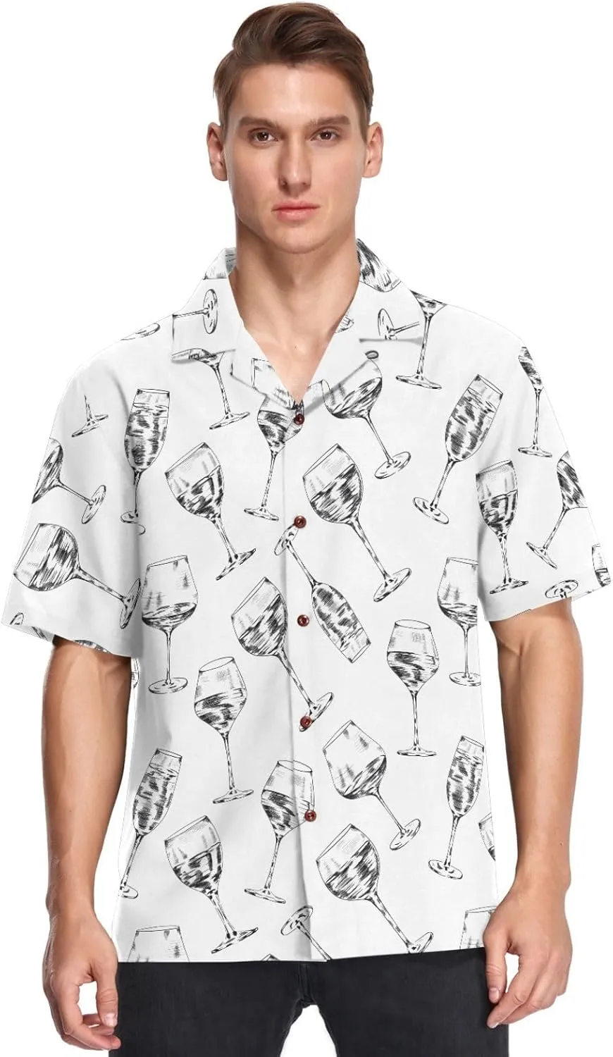 vvfelixl Popcorn and Movie Ticket Striped Boxes Hawaiian Shirt for Men,Men's Casual Button Down Shirts Short Sleeve for Men S