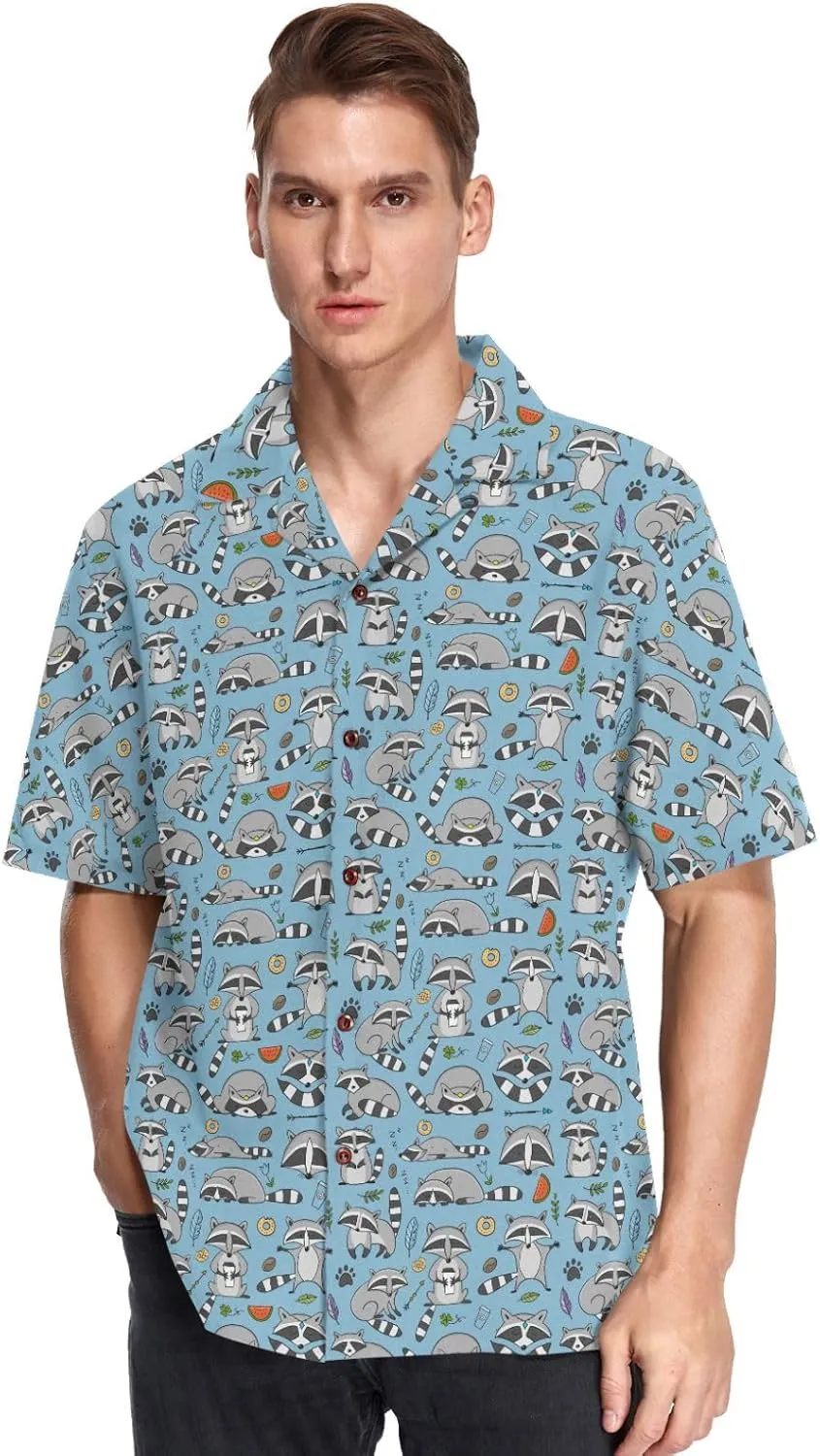 vvfelixl Popcorn and Movie Ticket Striped Boxes Hawaiian Shirt for Men,Men's Casual Button Down Shirts Short Sleeve for Men S