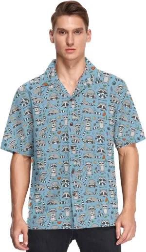 vvfelixl Popcorn and Movie Ticket Striped Boxes Hawaiian Shirt for Men,Men's Casual Button Down Shirts Short Sleeve for Men S