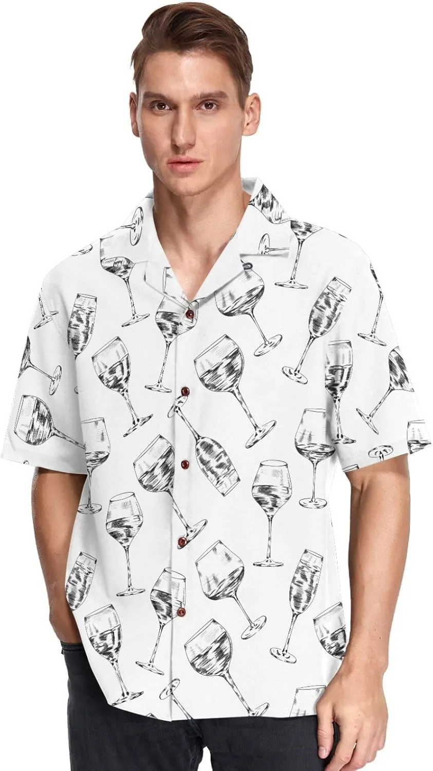 vvfelixl Popcorn and Movie Ticket Striped Boxes Hawaiian Shirt for Men,Men's Casual Button Down Shirts Short Sleeve for Men S