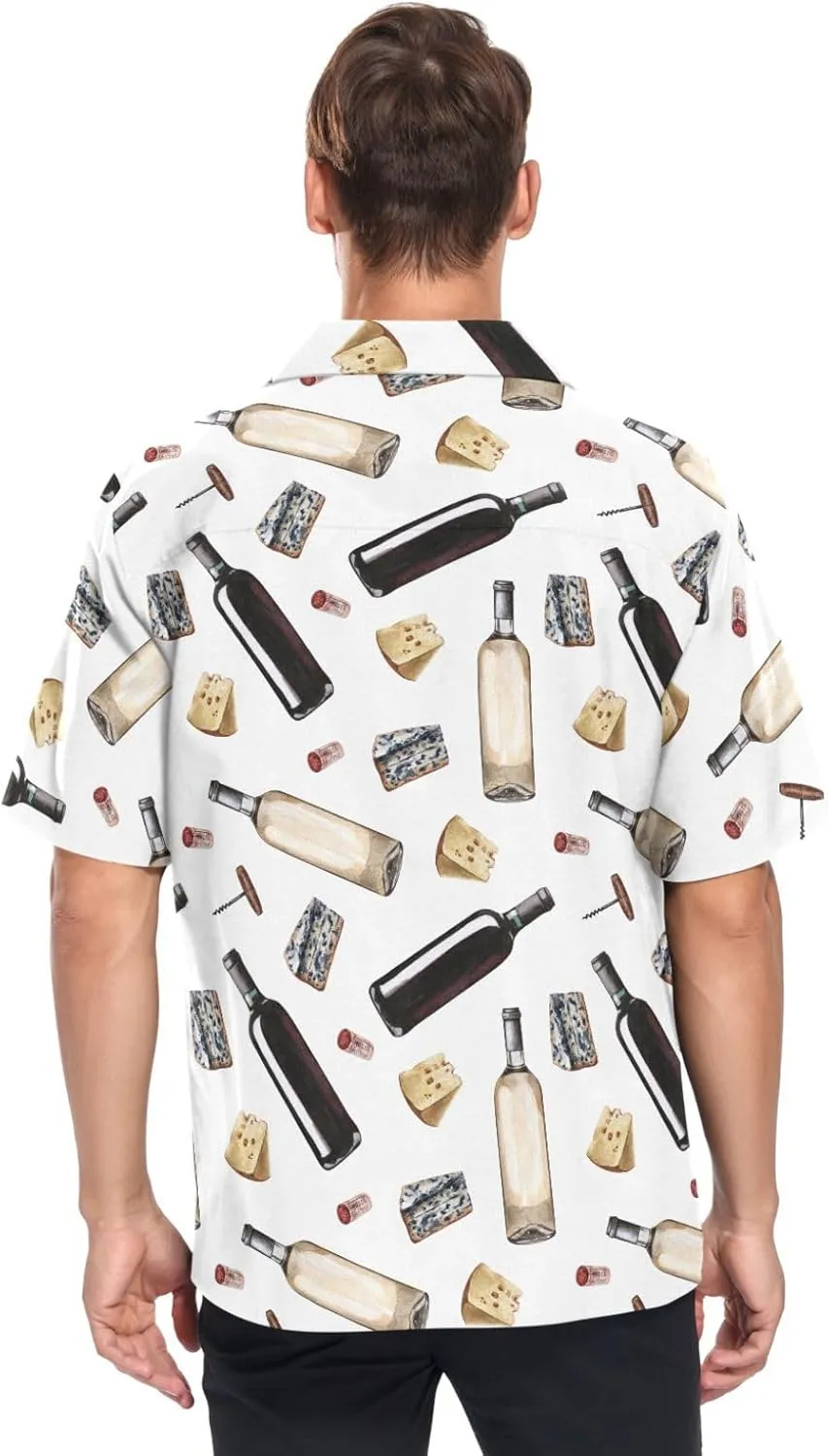 vvfelixl Popcorn and Movie Ticket Striped Boxes Hawaiian Shirt for Men,Men's Casual Button Down Shirts Short Sleeve for Men S