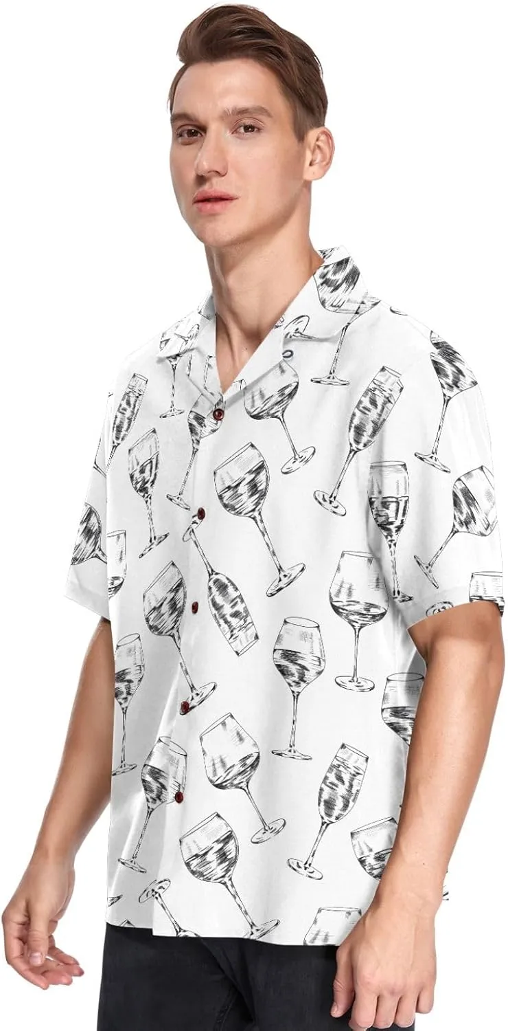 vvfelixl Popcorn and Movie Ticket Striped Boxes Hawaiian Shirt for Men,Men's Casual Button Down Shirts Short Sleeve for Men S