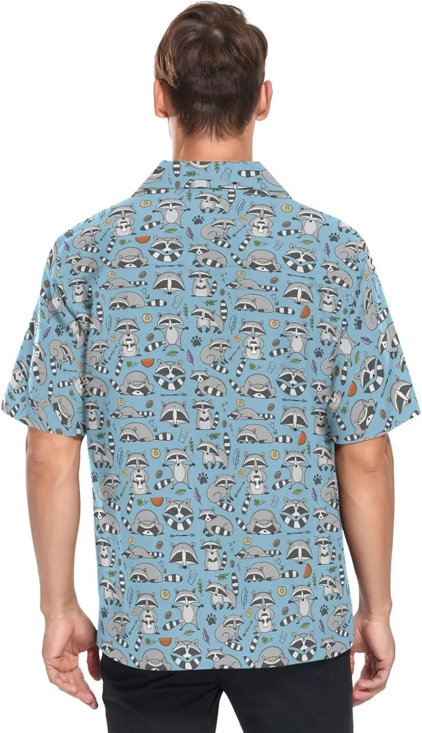 vvfelixl Popcorn and Movie Ticket Striped Boxes Hawaiian Shirt for Men,Men's Casual Button Down Shirts Short Sleeve for Men S