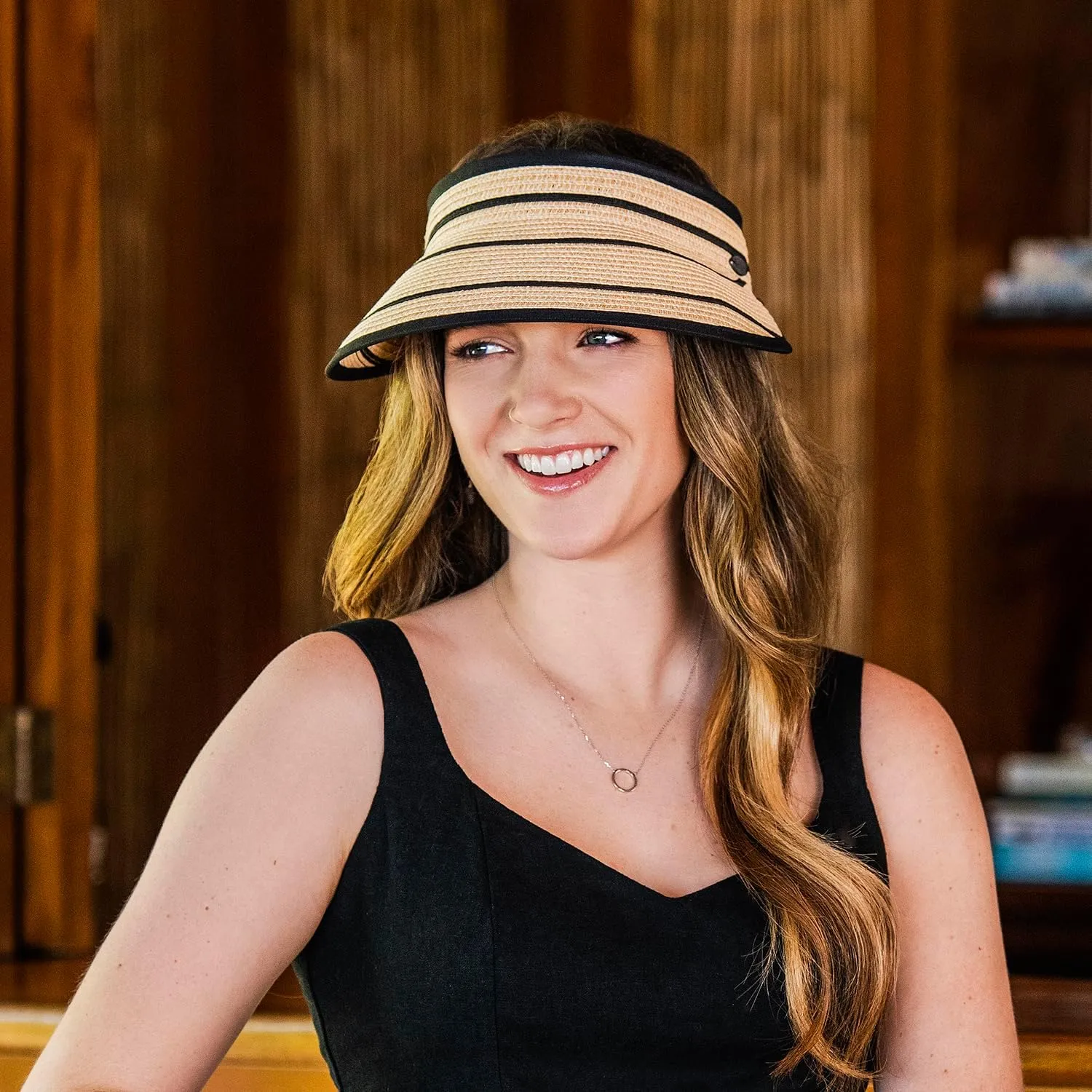 Wallaroo Hat Company Womens Petite Savannah Sun Visor Wide Brim, Packable and Adjustable Sizing for Smaller Crown Sizes