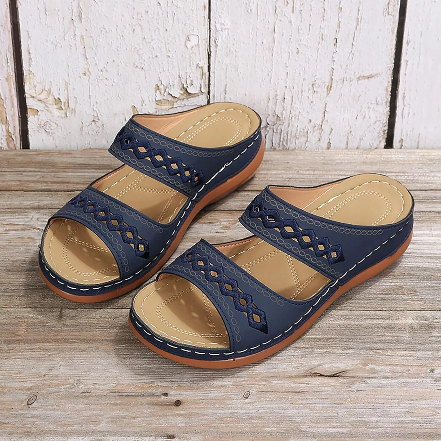 Wedge Sandals for Women Arch Support Comfortable Wide Width Open Toe Dress Shoes Slip On Slingback Orthopedic Supportive Slippers Dressy Walking Beach Breathable Lightweight Trendy Wedges Sandal
