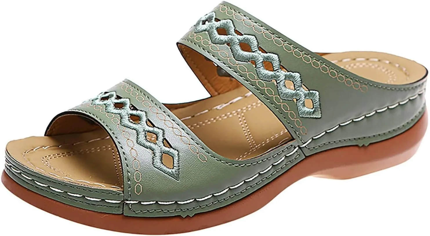 Wedge Sandals for Women Arch Support Comfortable Wide Width Open Toe Dress Shoes Slip On Slingback Orthopedic Supportive Slippers Dressy Walking Beach Breathable Lightweight Trendy Wedges Sandal