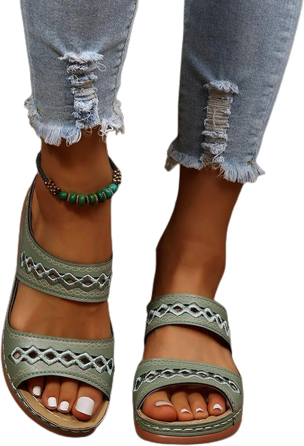 Wedge Sandals for Women Arch Support Comfortable Wide Width Open Toe Dress Shoes Slip On Slingback Orthopedic Supportive Slippers Dressy Walking Beach Breathable Lightweight Trendy Wedges Sandal