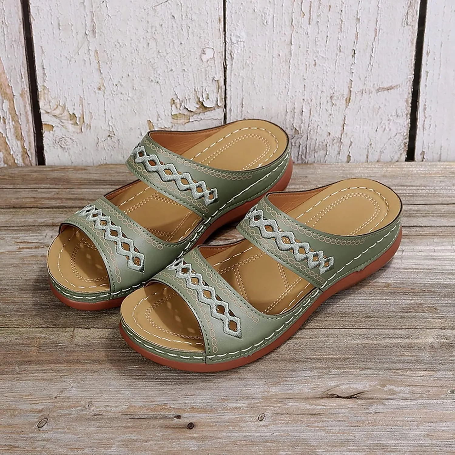 Wedge Sandals for Women Arch Support Comfortable Wide Width Open Toe Dress Shoes Slip On Slingback Orthopedic Supportive Slippers Dressy Walking Beach Breathable Lightweight Trendy Wedges Sandal