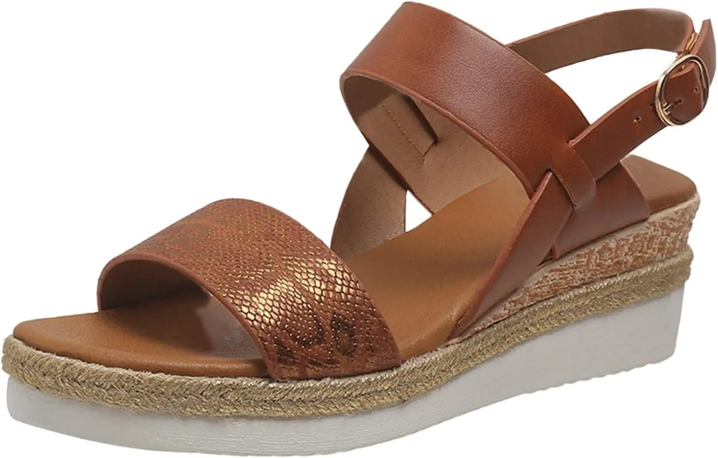 Wedge Sandals for Women Platform Wedge Heels Summer Ankle Strap Comfort Sole Open Toe Flat Orthopedic Sandals for Women Beach Casual Slip On Sandal Beach Dress Comfortable Breathable Footwear