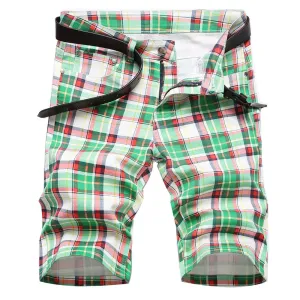 West Louis Plaid Print Tartan Stretch Jeans Short