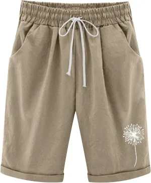 White Shorts for Woman Plus Size High Waisted Shorts Lacing Beach Workout Pocket Five Point Pants White Shorts for