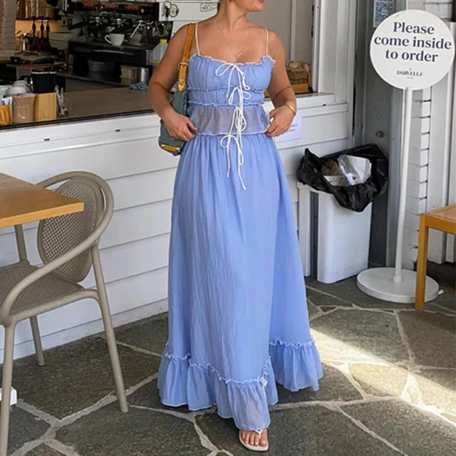 Women 2 Piece Maxi Skirt Set Y2k Sleeveless Cropped Cami Ruffle Long Skirt Matching Set Summer Beach Outfits