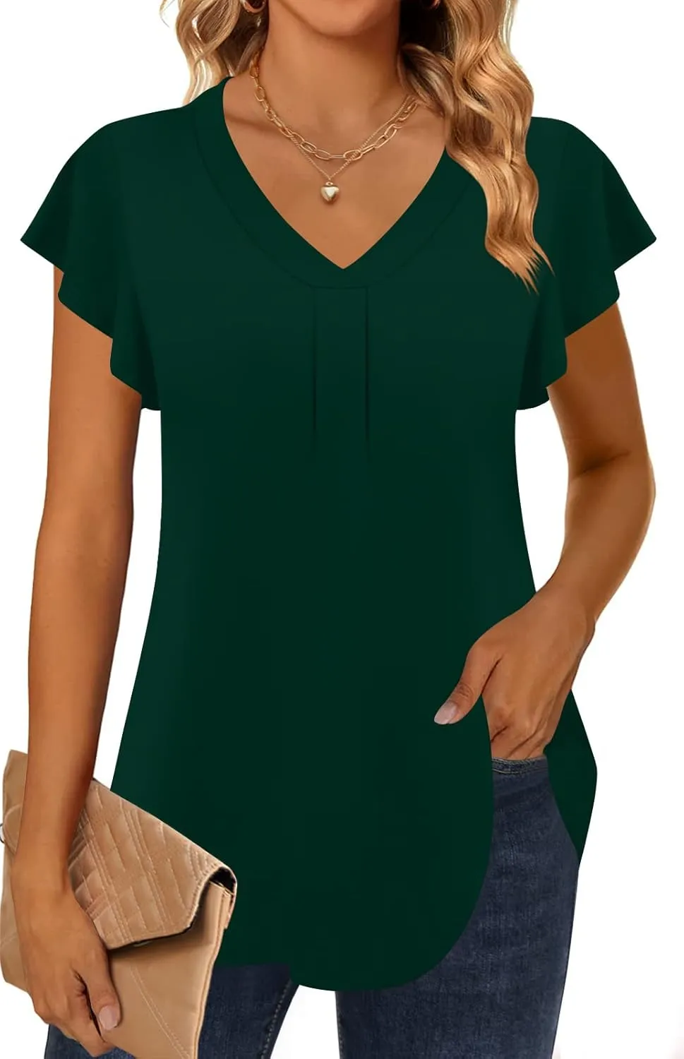 Women 2025 Summer Tops Short Sleeve T Shirts Casual V Neck Blouses Cute Loose Fit Tunic