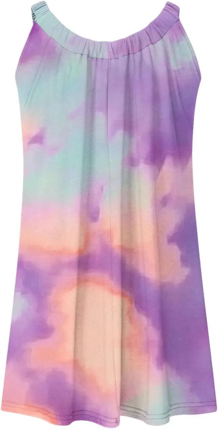 Women Beach Wear Dresses Summer Sleeveless Mini Dress Casual Floral Print Sundress Trendy Vacation Short