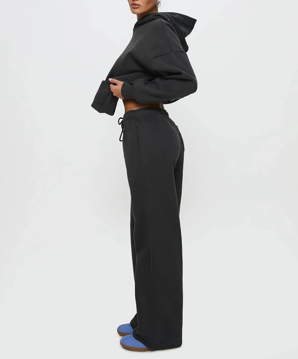 Women Bow Print Sweat Set Teen Girl 2 Piece Long Sleeve Oversized Hoodie Wide Leg Sweatpants Matching Tracksuit