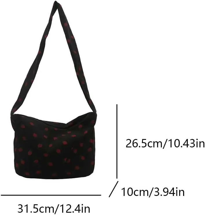 Women Crossbody Bag Cute Strawberry Handbag with Zipper Hobo Purse Satchel Bag for Shopping Dating