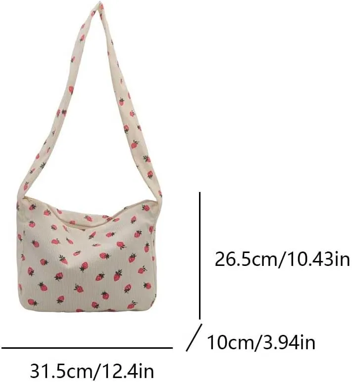 Women Crossbody Bag Cute Strawberry Handbag with Zipper Hobo Purse Satchel Bag for Shopping Dating
