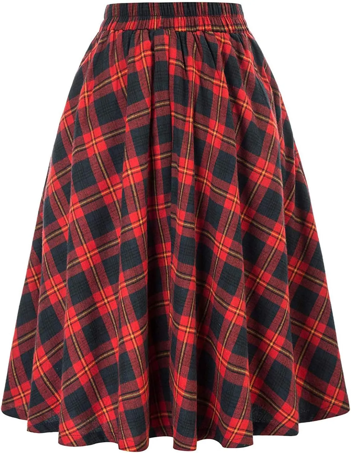 Women Fashion Casual Plaid Skirt Vintage High Waist Pleated Women Skirt Midi Skirts for Women Pleated Mesh Mini
