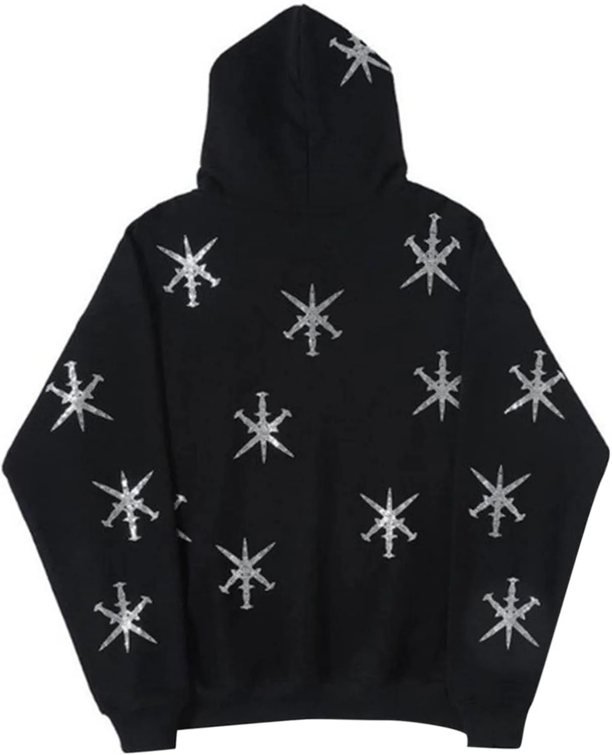Women Men Rhinestone Graphic Zip up Hoodies Long Sleeve Oversized Gothic 90s Aesthetic Sweatshirt Jacket Streetwear