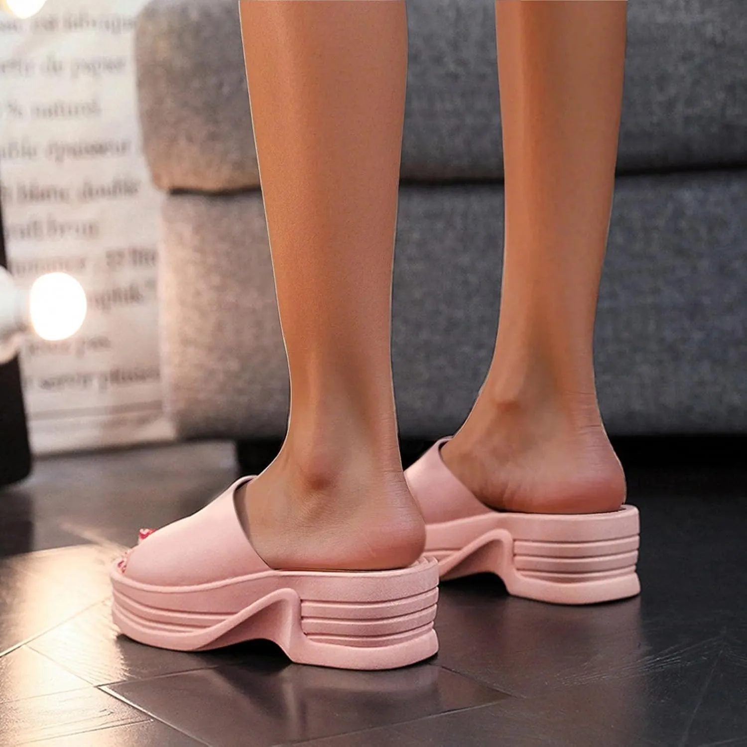 Women Platform Sandals Comfortable Open Toe Wedge Sandals Slip On Platform Slides for Women Summer Casual Beach Shoes