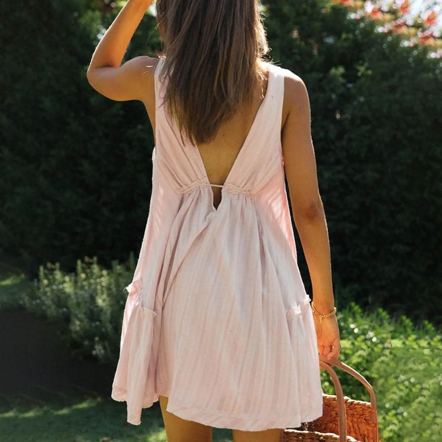Women Sexy Lace Slip Dress Sleeveless V-Neck Flowy Ruffle Beach Mini Dresses Cocktail Party Club A Line Tank Dress