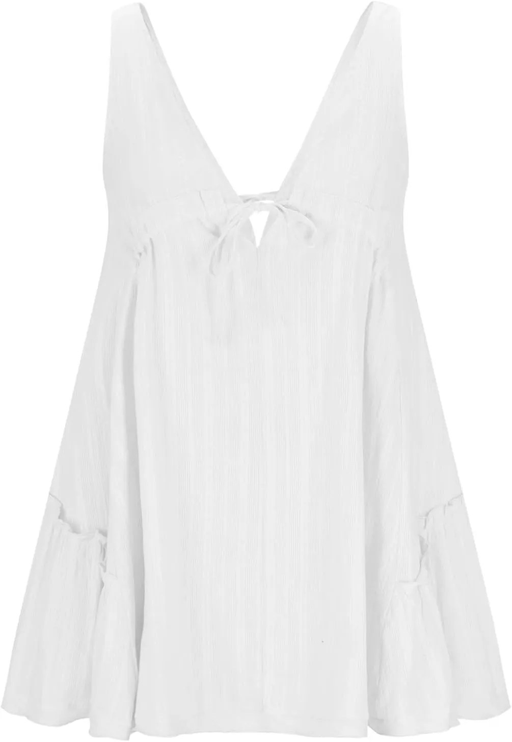 Women Sexy Lace Slip Dress Sleeveless V-Neck Flowy Ruffle Beach Mini Dresses Cocktail Party Club A Line Tank Dress