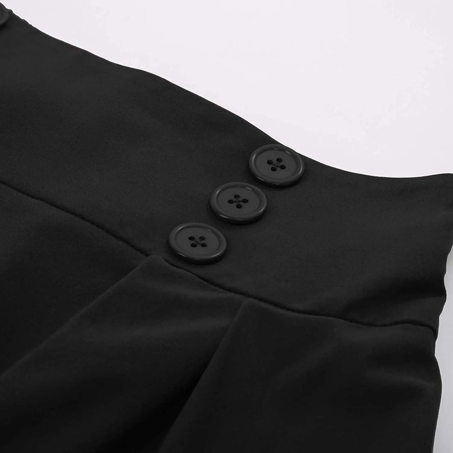 Women Vintage Elastic High Waist Pleated Skirt Gothic Button Midi A-Line Swing Skirts Work Casual Dress 2025 Trendy