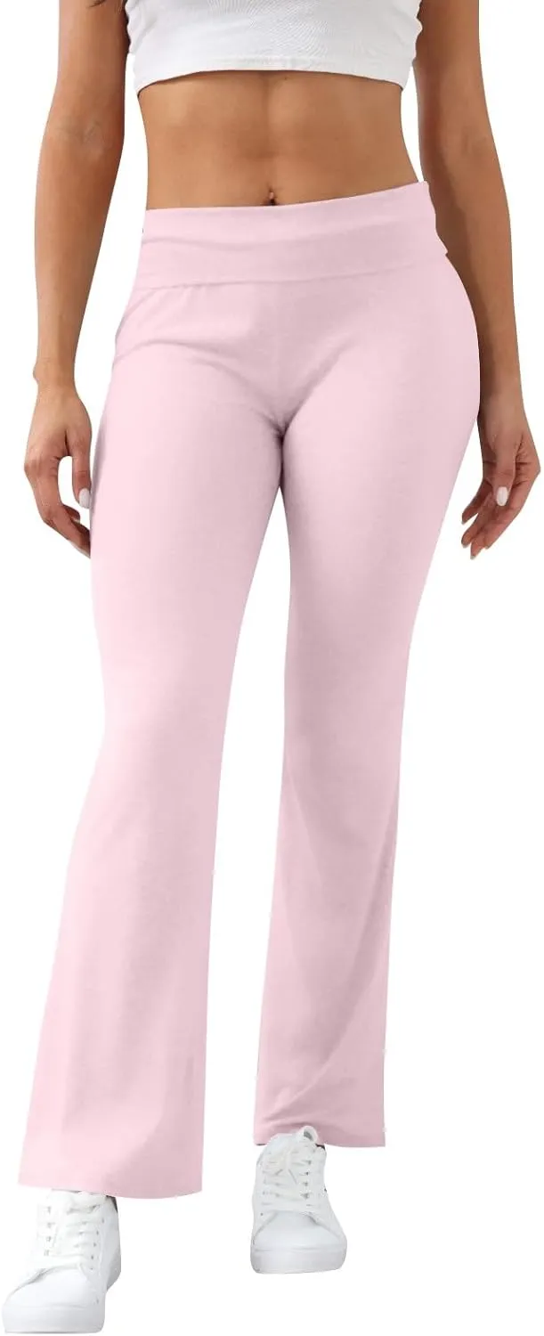Women Work Pants, Flare Yoga Summer Pants High Waisted Tummy Control Stretch Flare Leggings Elastic Waist Trousers