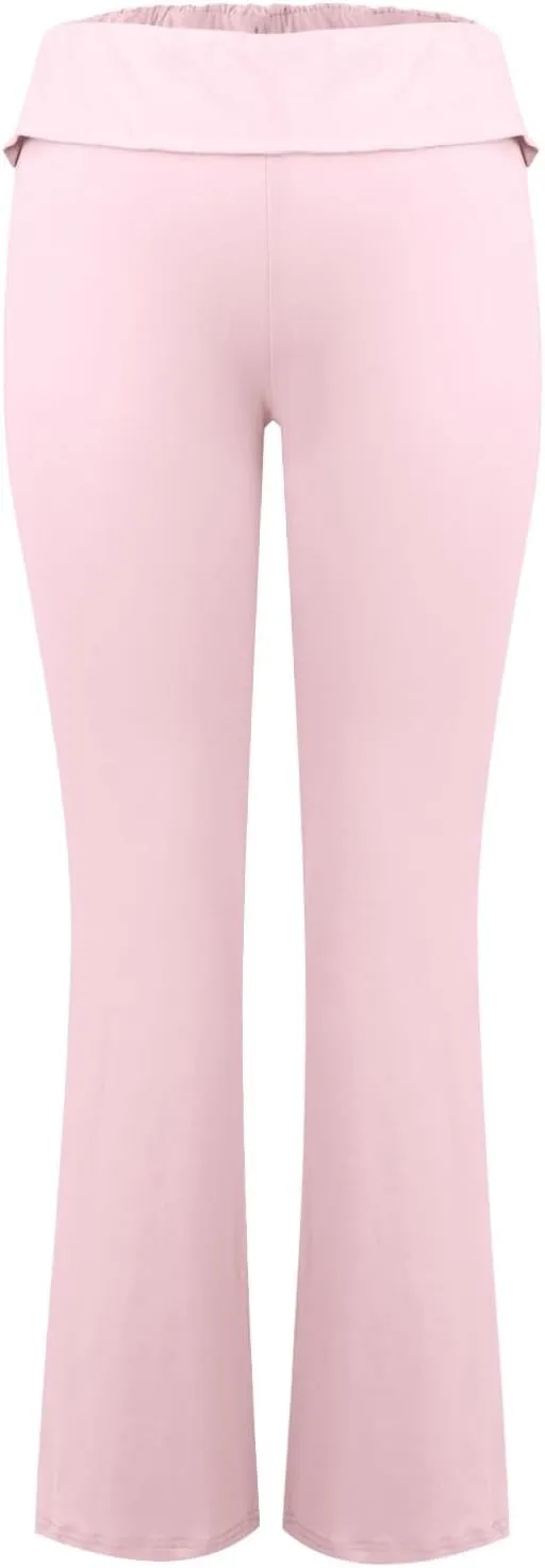 Women Work Pants, Flare Yoga Summer Pants High Waisted Tummy Control Stretch Flare Leggings Elastic Waist Trousers