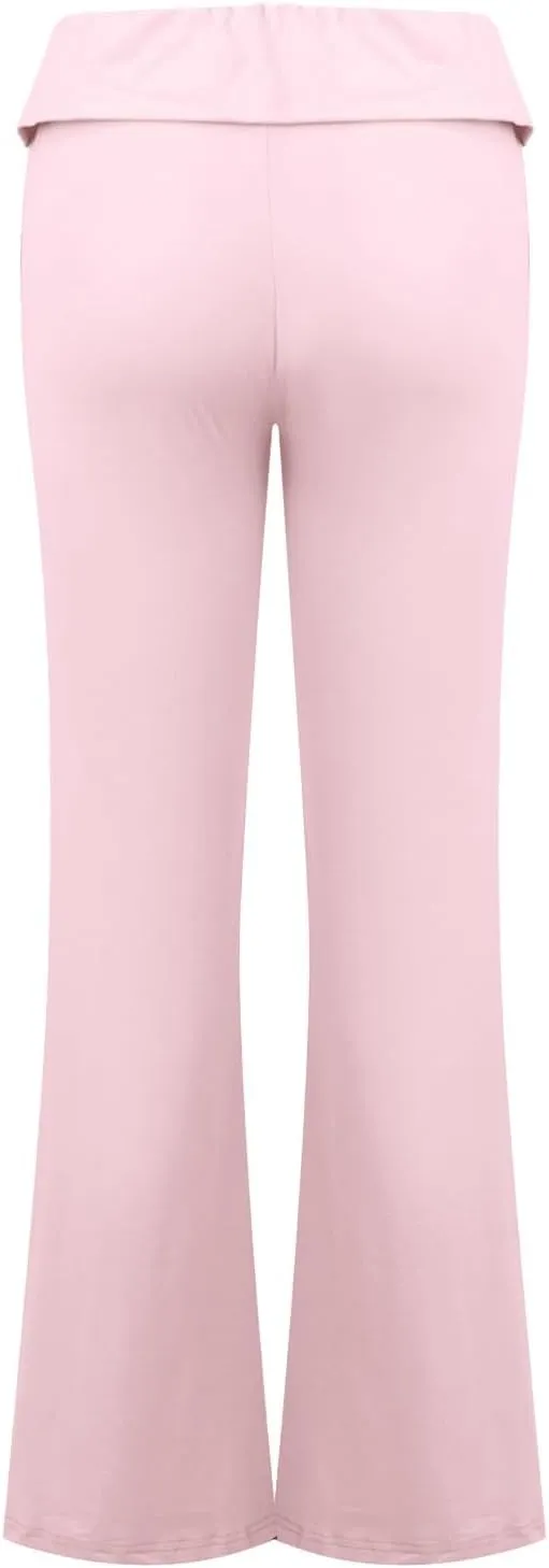 Women Work Pants, Flare Yoga Summer Pants High Waisted Tummy Control Stretch Flare Leggings Elastic Waist Trousers