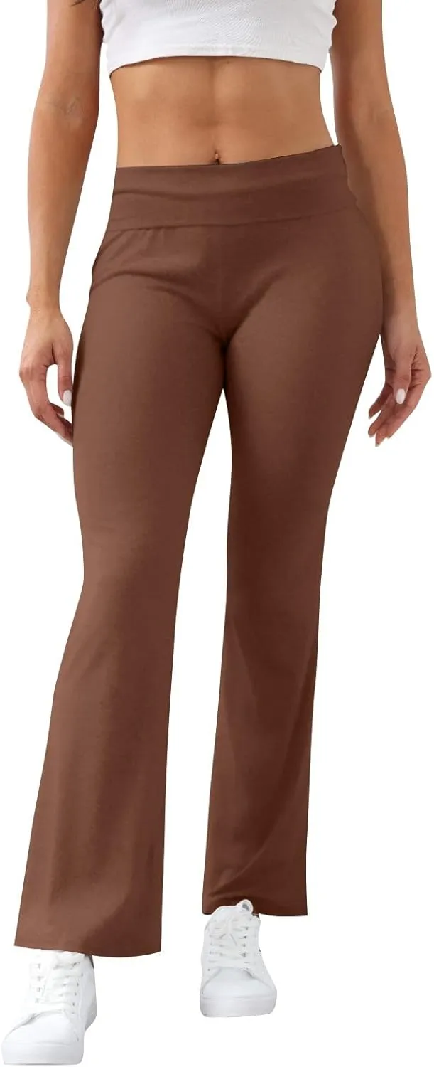 Women Work Pants, Flare Yoga Summer Pants High Waisted Tummy Control Stretch Flare Leggings Elastic Waist Trousers