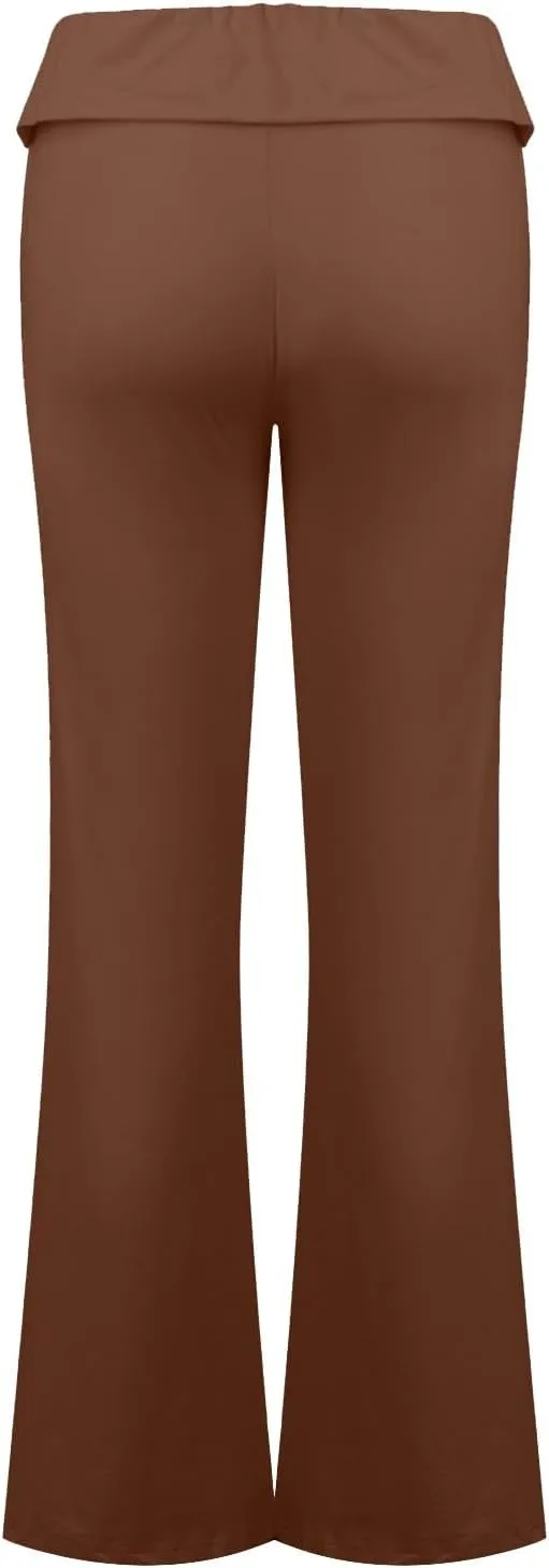 Women Work Pants, Flare Yoga Summer Pants High Waisted Tummy Control Stretch Flare Leggings Elastic Waist Trousers