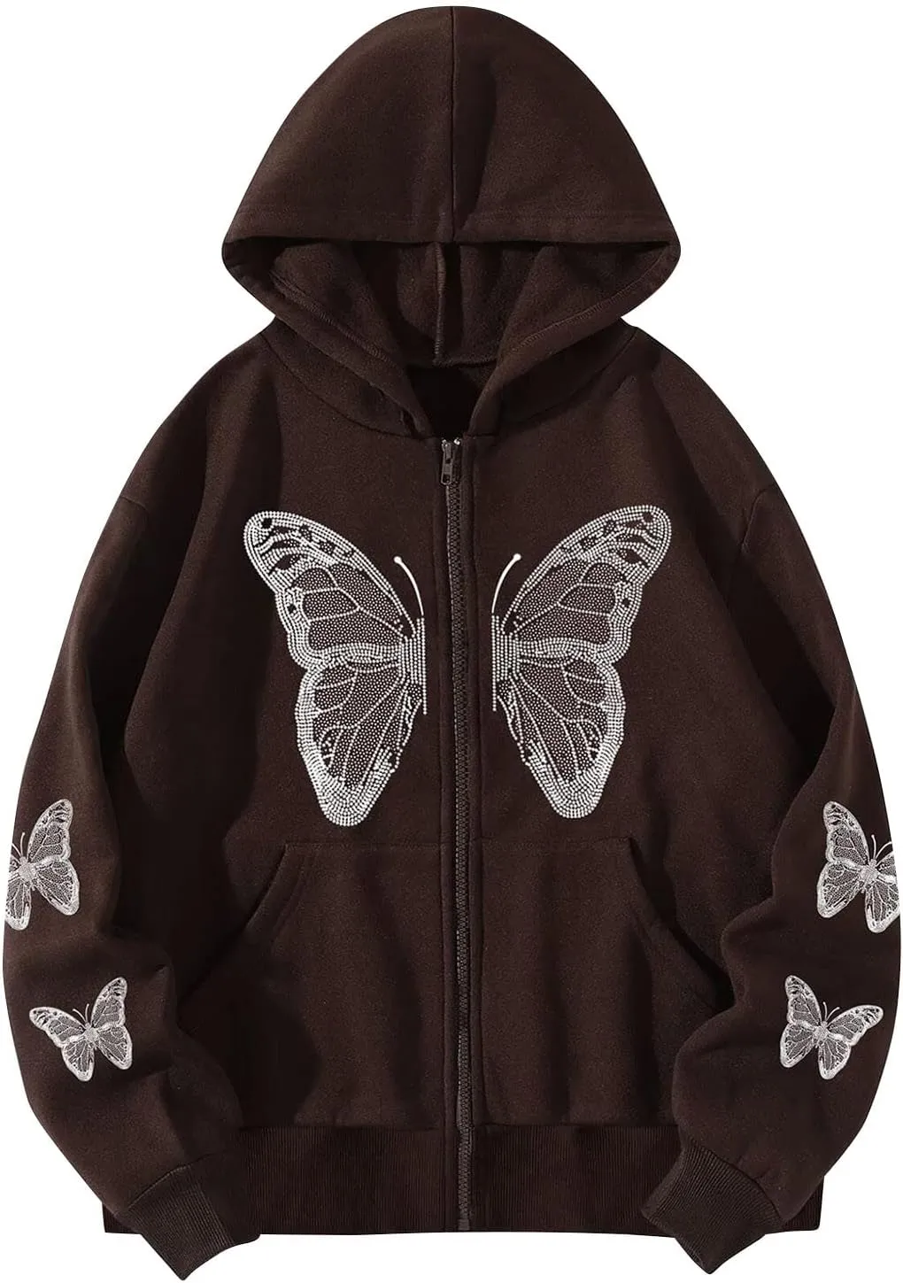 Women Y2K Spider Web Love Heart Hoodies Punk Jacket Coat Streetwear Goth Harajuku Oversized Zip Up Hooded Sweatshirt