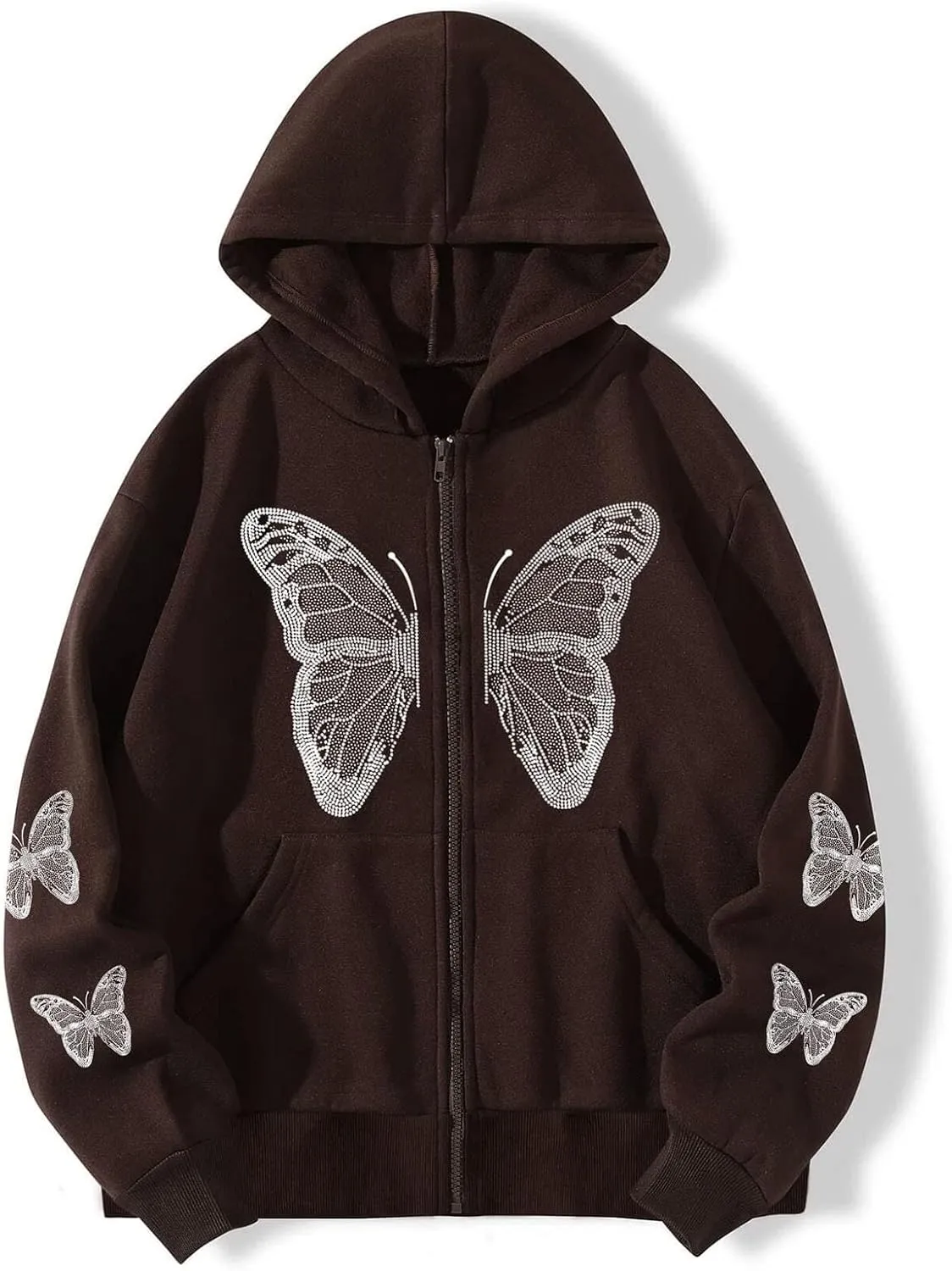 Women Y2K Spider Web Love Heart Hoodies Punk Jacket Coat Streetwear Goth Harajuku Oversized Zip Up Hooded Sweatshirt