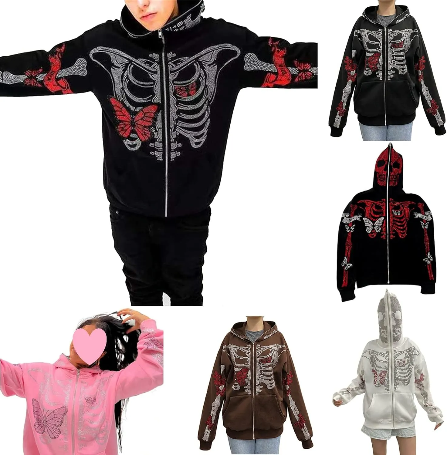 Women Zip Up Hoodie Casual Long Sleeve Y2K Vintage Graphic Aesthetic Sweatshirts Top E-Girl 90s Streetwear Jacket