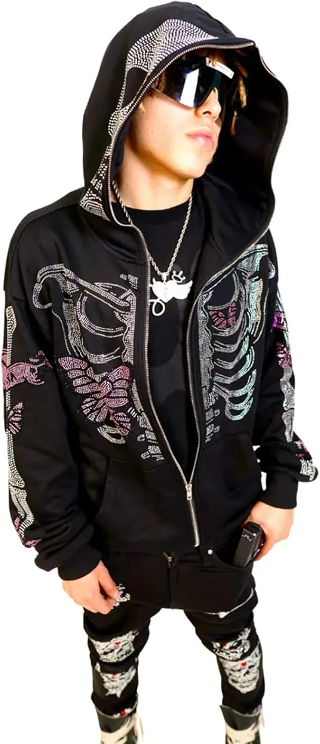 Women Zip Up Hoodie Casual Long Sleeve Y2K Vintage Graphic Aesthetic Sweatshirts Top E-Girl 90s Streetwear Jacket